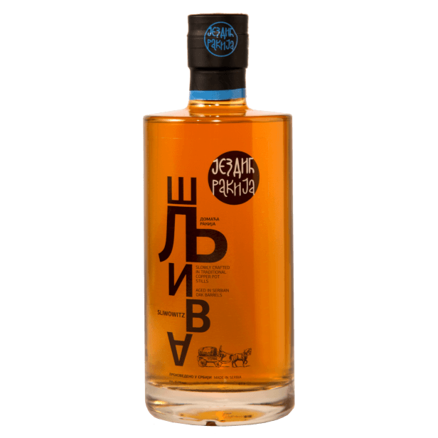 Flaša Jezdić Šljiva sa ćiriličnom nalepnicom